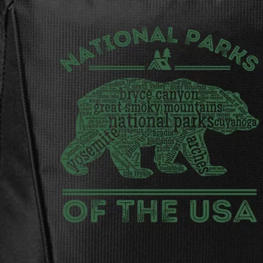 National Parks Bear Hiking Travel Camping Outdoors Retro Usa Cool Gift City Backpack