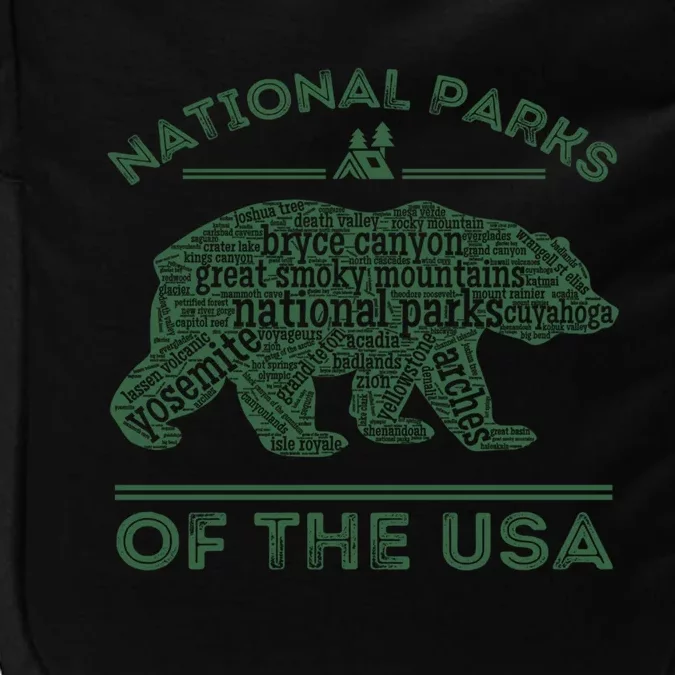 National Parks Bear Hiking Travel Camping Outdoors Retro Usa Cool Gift Impact Tech Backpack