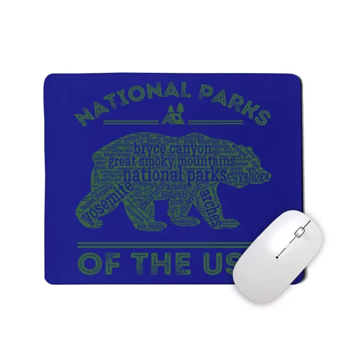 National Parks Bear Hiking Travel Camping Outdoors Retro Usa Cool Gift Mousepad