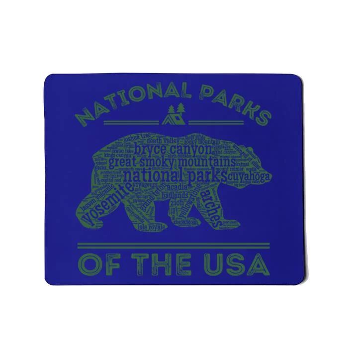 National Parks Bear Hiking Travel Camping Outdoors Retro Usa Cool Gift Mousepad