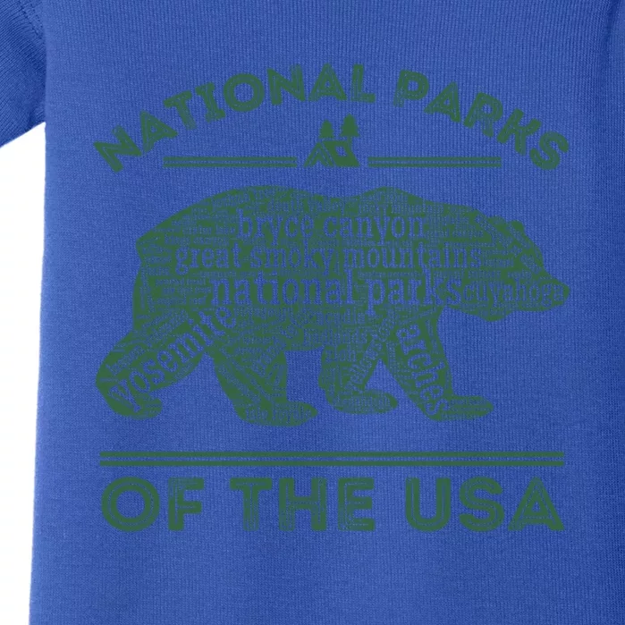 National Parks Bear Hiking Travel Camping Outdoors Retro Usa Cool Gift Baby Bodysuit