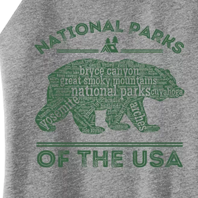 National Parks Bear Hiking Travel Camping Outdoors Retro Usa Cool Gift Women’s Perfect Tri Rocker Tank