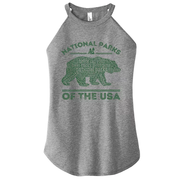 National Parks Bear Hiking Travel Camping Outdoors Retro Usa Cool Gift Women’s Perfect Tri Rocker Tank