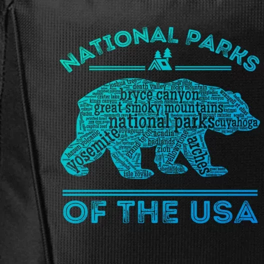 National Parks Bear Hiking Travel Camping Outdoors Retro Usa Cool Gift City Backpack