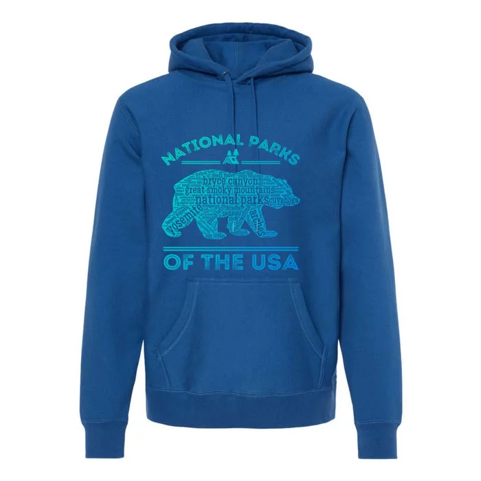 National Parks Bear Hiking Travel Camping Outdoors Retro Usa Cool Gift Premium Hoodie