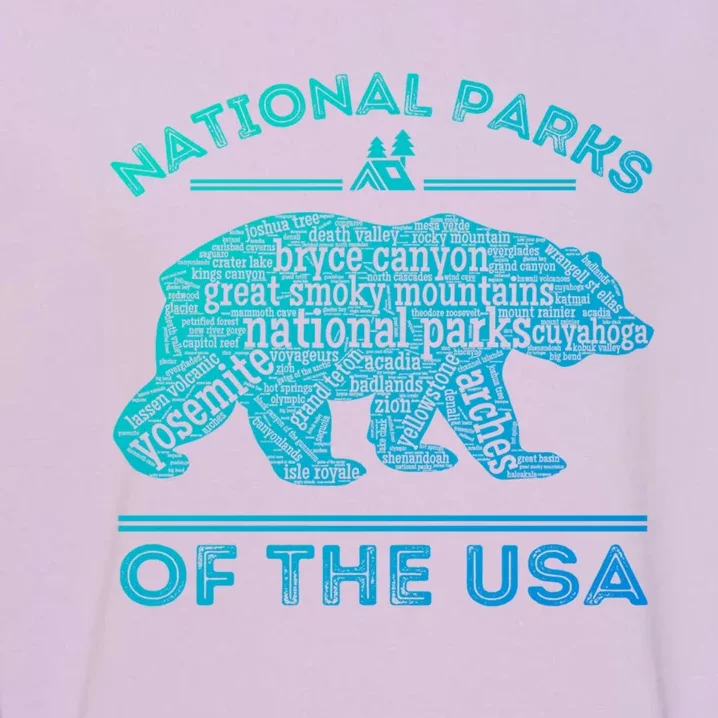 National Parks Bear Hiking Travel Camping Outdoors Retro Usa Cool Gift Garment-Dyed Sweatshirt