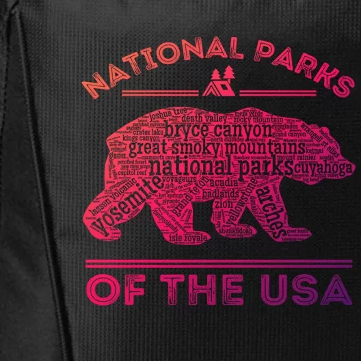 National Parks Bear Hiking Travel Camping Outdoors Retro Usa Cool Gift City Backpack