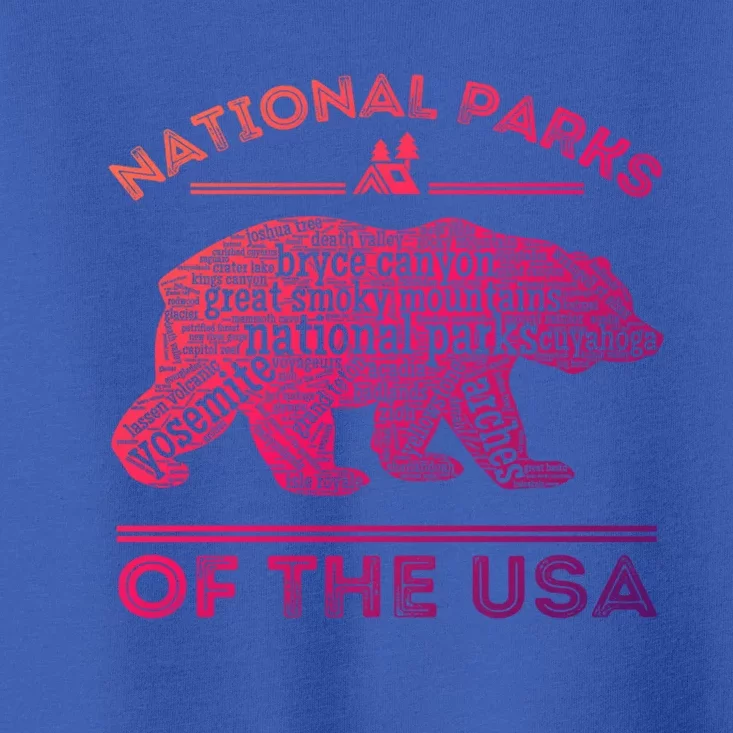 National Parks Bear Hiking Travel Camping Outdoors Retro Usa Cool Gift Toddler T-Shirt