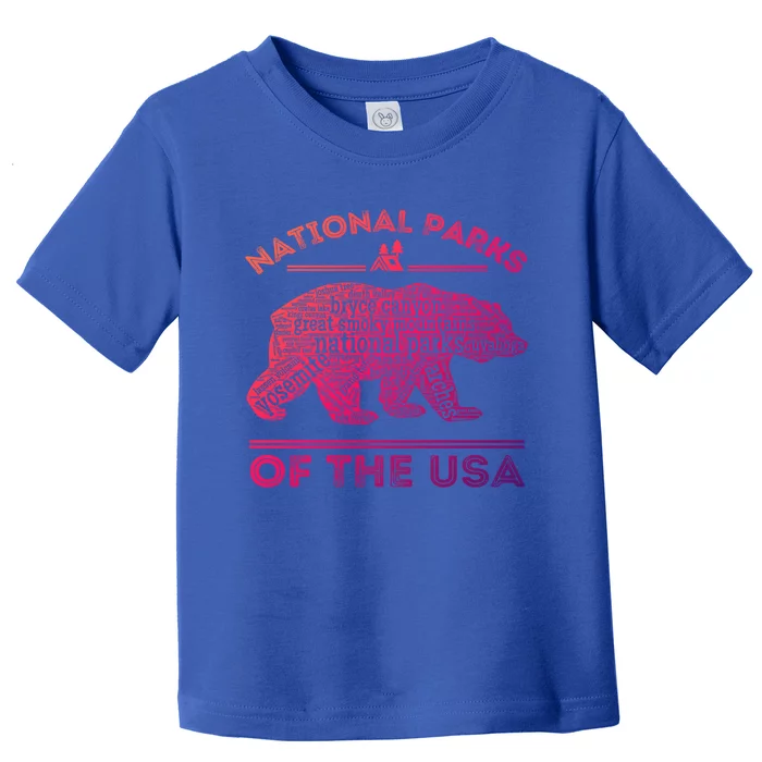 National Parks Bear Hiking Travel Camping Outdoors Retro Usa Cool Gift Toddler T-Shirt