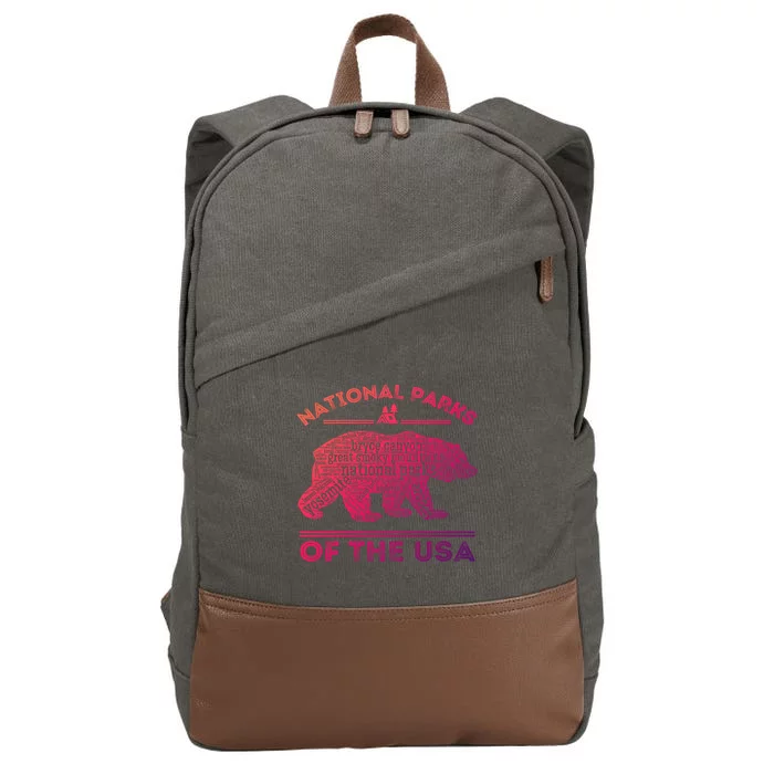 National Parks Bear Hiking Travel Camping Outdoors Retro Usa Cool Gift Cotton Canvas Backpack