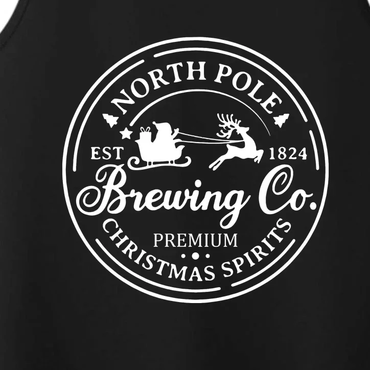 North Pole Brewing Co Shirt Santa Sleigh Rides Christmas Performance Tank