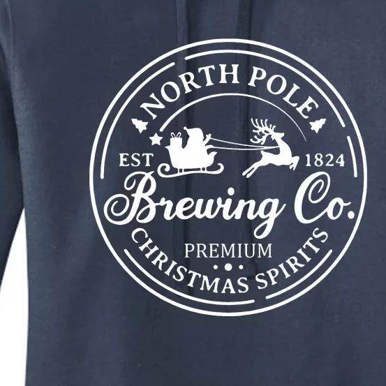 North Pole Brewing Co Shirt Santa Sleigh Rides Christmas Women's Pullover Hoodie