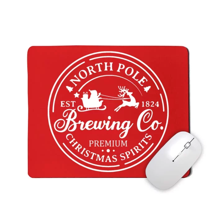 North Pole Brewing Co Shirt Santa Sleigh Rides Christmas Mousepad