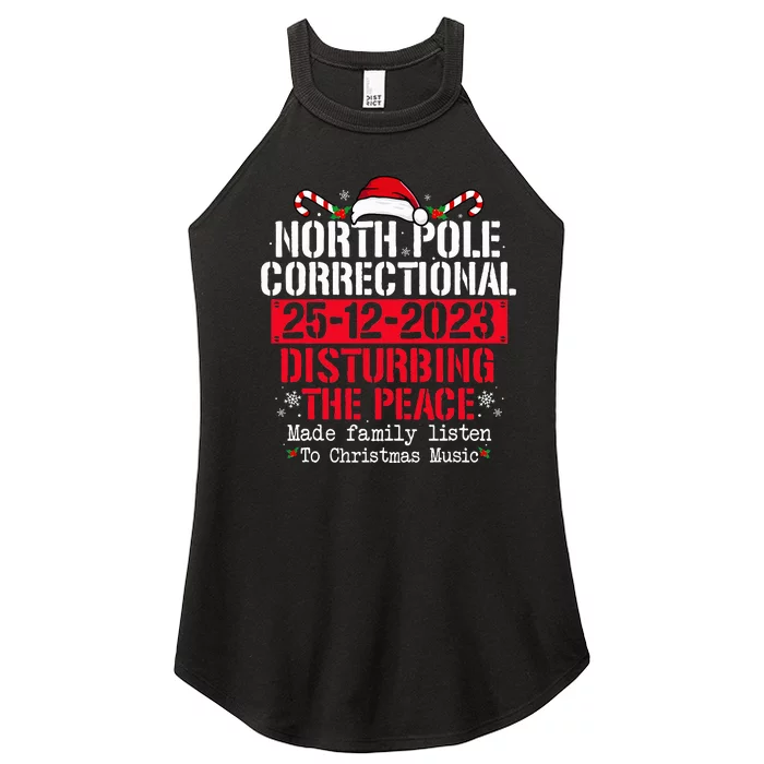 North Pole Correctional Disturbing Peace Family Christmas Women’s Perfect Tri Rocker Tank