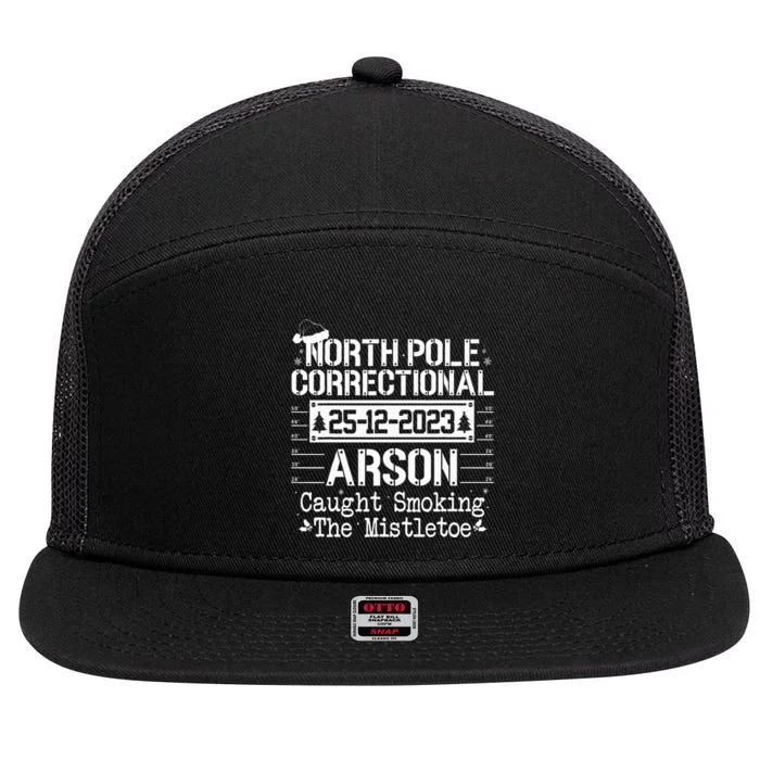 North Pole Correctional Arson Matching Family Christmas 7 Panel Mesh Trucker Snapback Hat