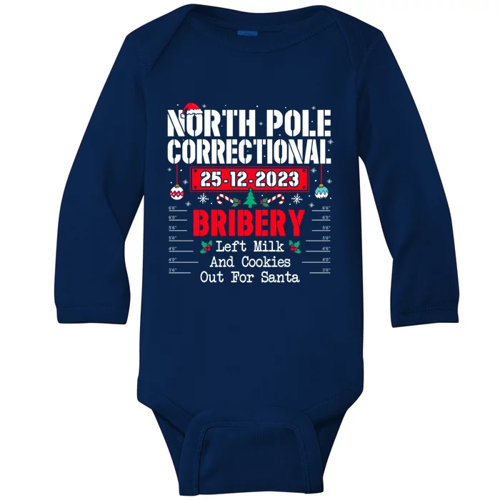 North Pole Correctional Left Milk And Cookies Out For Santa Cute Gift Baby Long Sleeve Bodysuit