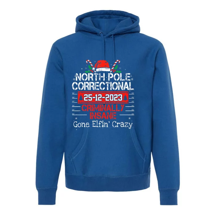 North Pole Correctional Criminally Insane Gone Elfin's Crazy Premium Hoodie