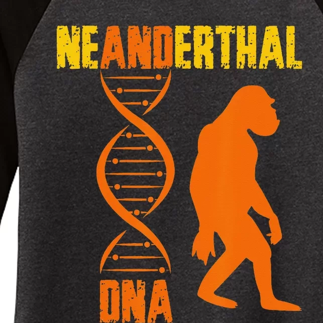 Neanderthal Primate Cave DNA Genetics Paleoanthropology Women's Tri-Blend 3/4-Sleeve Raglan Shirt