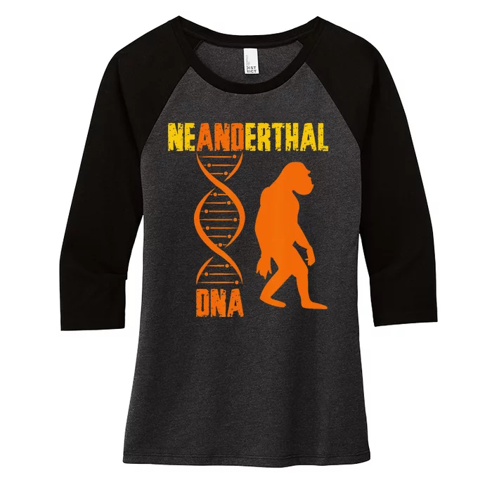 Neanderthal Primate Cave DNA Genetics Paleoanthropology Women's Tri-Blend 3/4-Sleeve Raglan Shirt