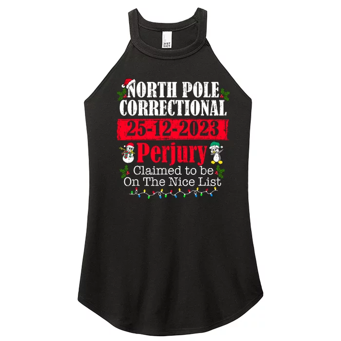 North Pole Correctional Perjury Family Matching Christmas Women’s Perfect Tri Rocker Tank