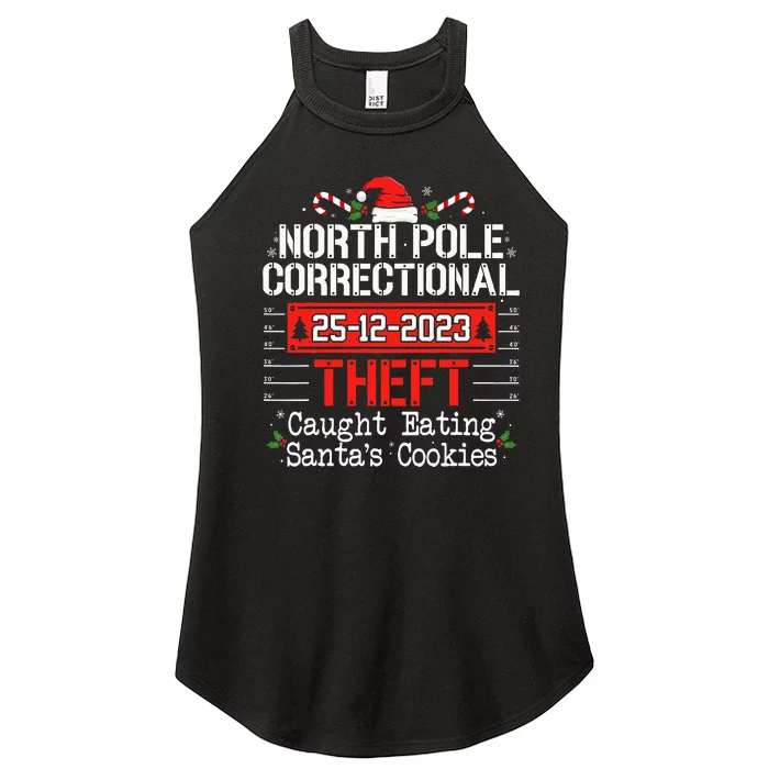 North Pole Correctional Theft Fun Matching Family Christmas Women’s Perfect Tri Rocker Tank