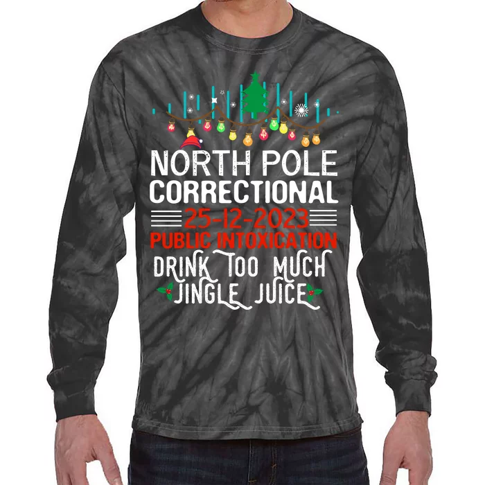 North Pole Correctional Public Intoxication Family Christmas Tie-Dye Long Sleeve Shirt