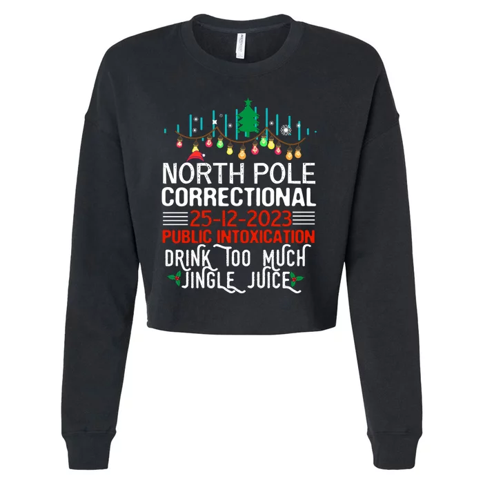 North Pole Correctional Public Intoxication Family Christmas Cropped Pullover Crew