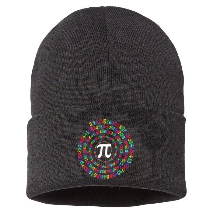 National Pi Day Colorful Math Teacher Lover Gifts Sustainable Knit Beanie