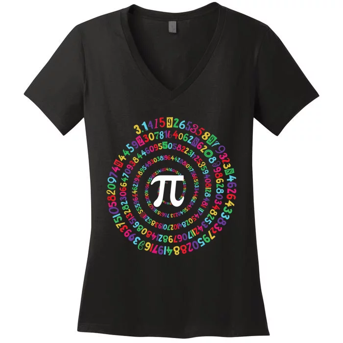 National Pi Day Colorful Math Teacher Lover Gifts Women's V-Neck T-Shirt