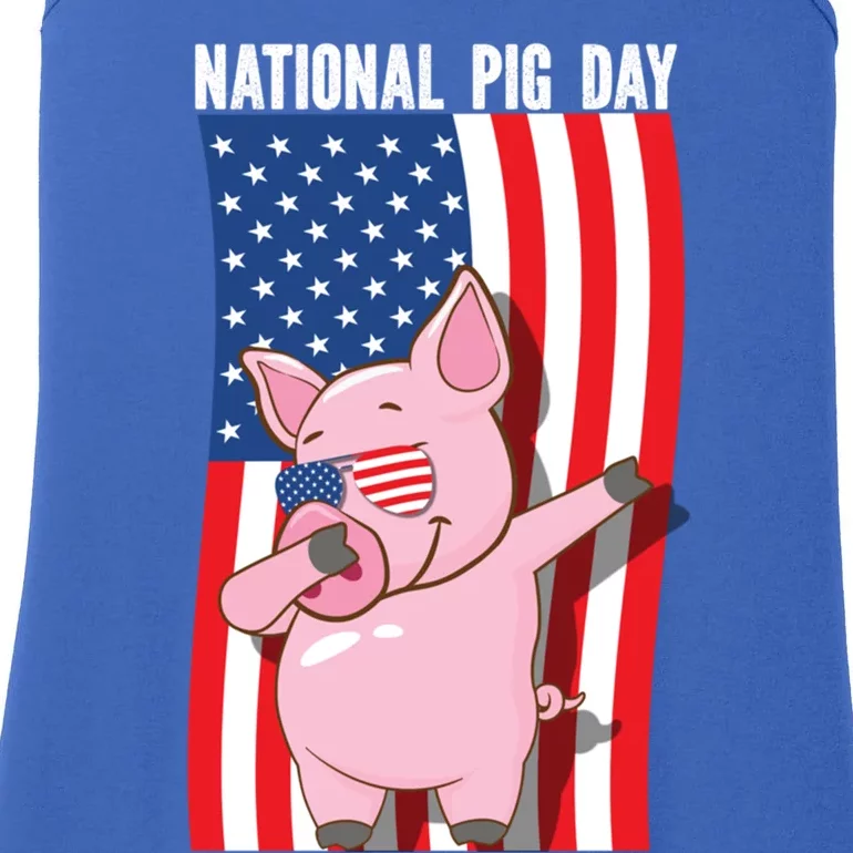 National Pig Day Dabbing Usa Flag Gift Ladies Essential Tank