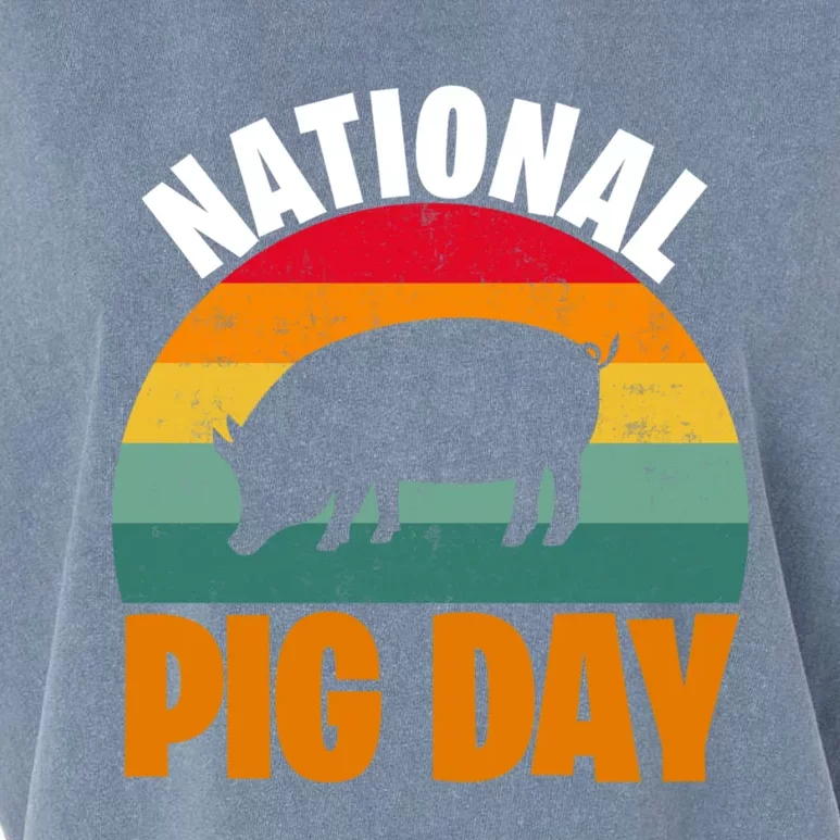 National Pig Day Sunset Gift Garment-Dyed Women's Muscle Tee