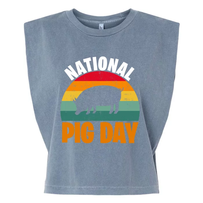 National Pig Day Sunset Gift Garment-Dyed Women's Muscle Tee