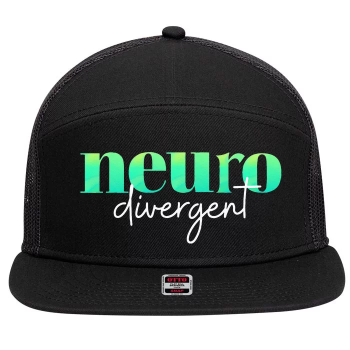 Neurodivergent Pride For Autism ADHD And ASD Awareness 7 Panel Mesh Trucker Snapback Hat