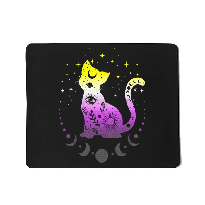 Nonbinary pride flag colors NonBinary astronomy cat Mousepad