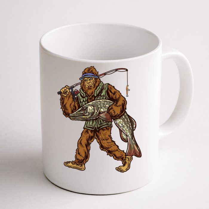 Northern Pike Fishing Bigfoot Hunting Fisher Cool Gift Front & Back Coffee Mug