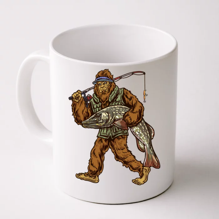 Northern Pike Fishing Bigfoot Hunting Fisher Cool Gift Front & Back Coffee Mug