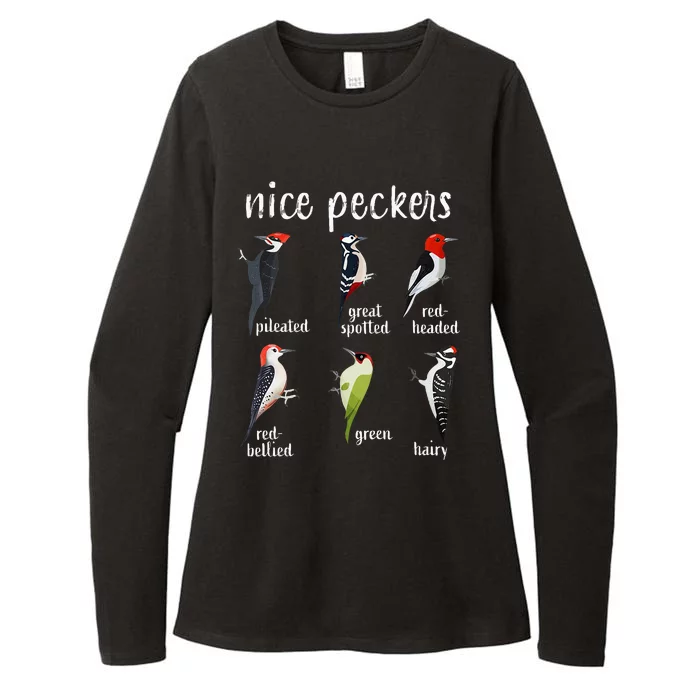 Nice Peckers Funny Birds Birdwatching Ornithology Womens CVC Long Sleeve Shirt