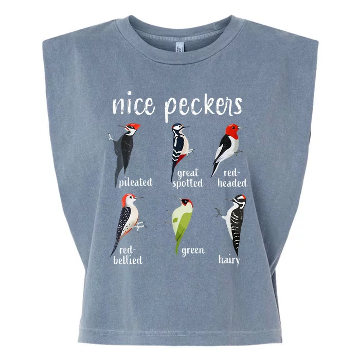 Nice Peckers Funny Birds Birdwatching Ornithology Garment-Dyed Women's Muscle Tee