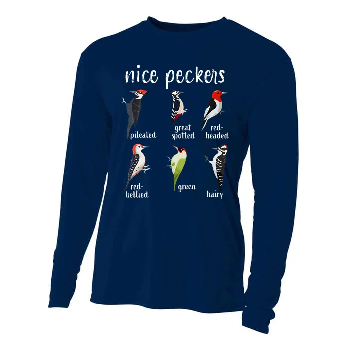 Nice Peckers Funny Birds Birdwatching Ornithology Cooling Performance Long Sleeve Crew