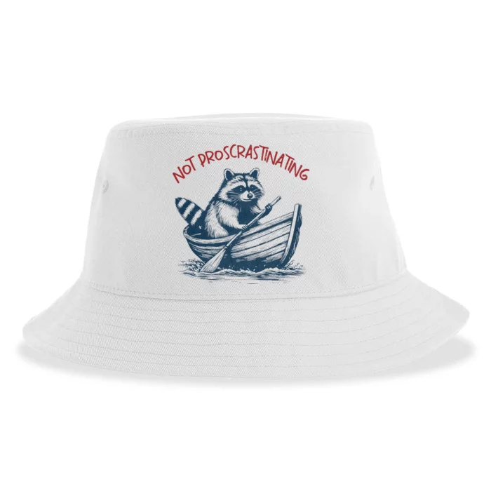 Not Proscrastinating Funny Raccoon Boat Ride Sustainable Bucket Hat