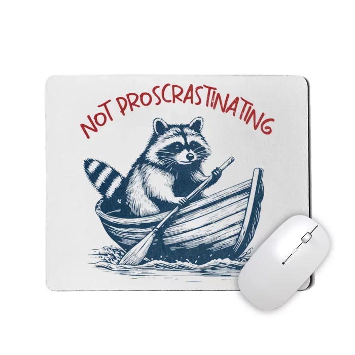 Not Proscrastinating Funny Raccoon Boat Ride Mousepad