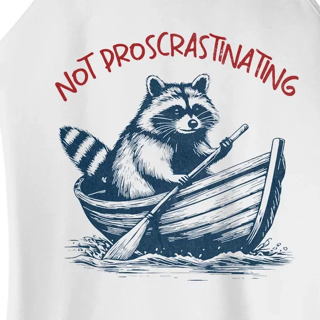 Not Proscrastinating Funny Raccoon Boat Ride Women’s Perfect Tri Rocker Tank