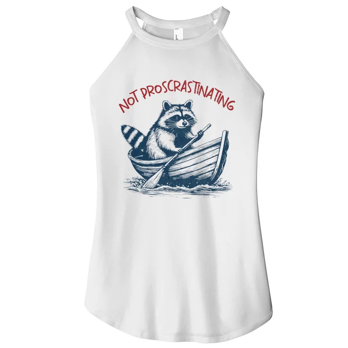 Not Proscrastinating Funny Raccoon Boat Ride Women’s Perfect Tri Rocker Tank