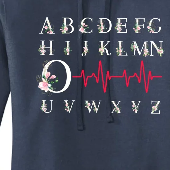 Nurse Pqrst Funny Ekg Ecg Alphabet Flowers Nursing Student Gift Women's Pullover Hoodie