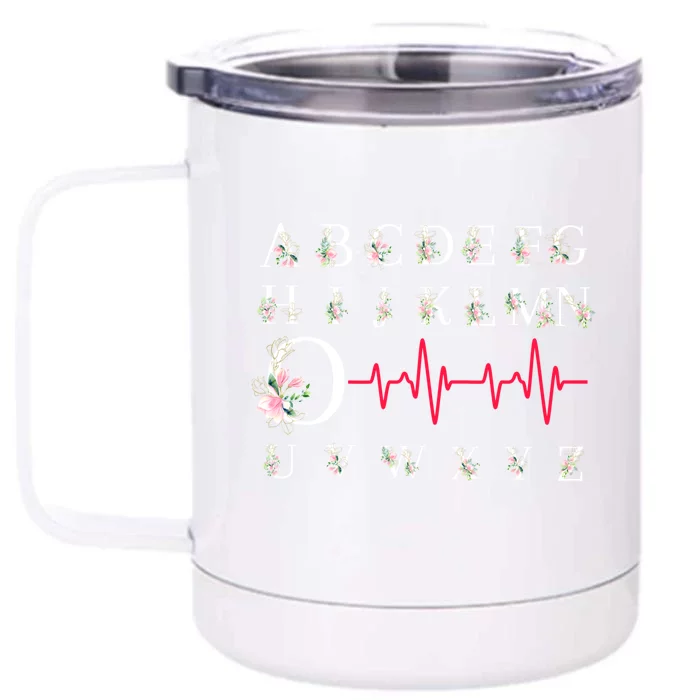 Nurse Pqrst Funny Ekg Ecg Alphabet Flowers Nursing Student Gift Front & Back 12oz Stainless Steel Tumbler Cup