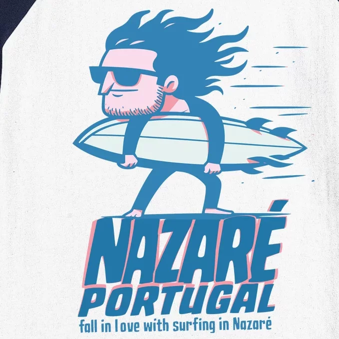 Nazaré Portugal Funny Surfer Baseball Sleeve Shirt