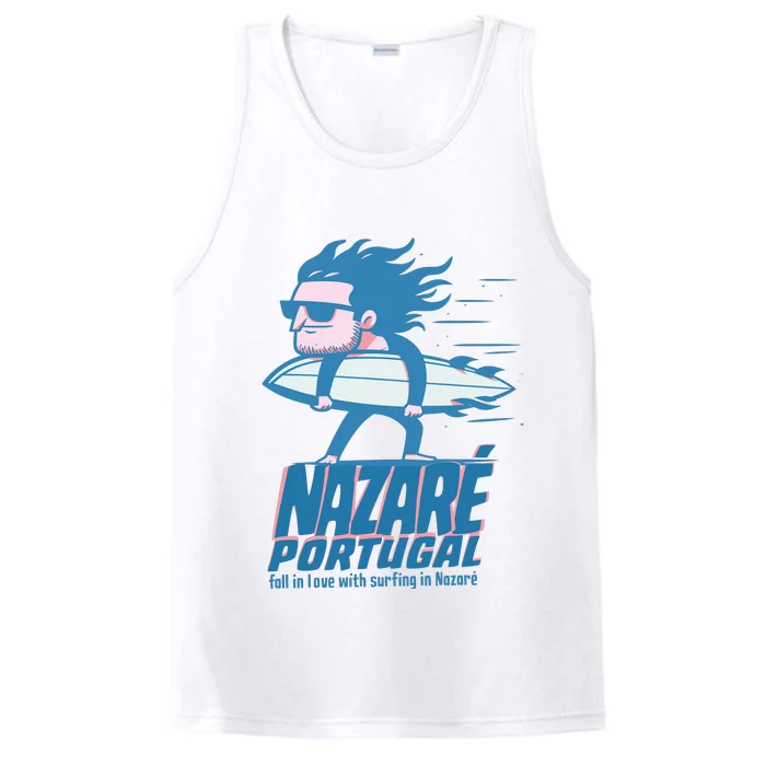 Nazaré Portugal Funny Surfer Performance Tank