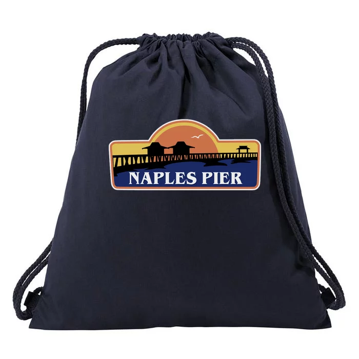 Naples Pier Florida Drawstring Bag