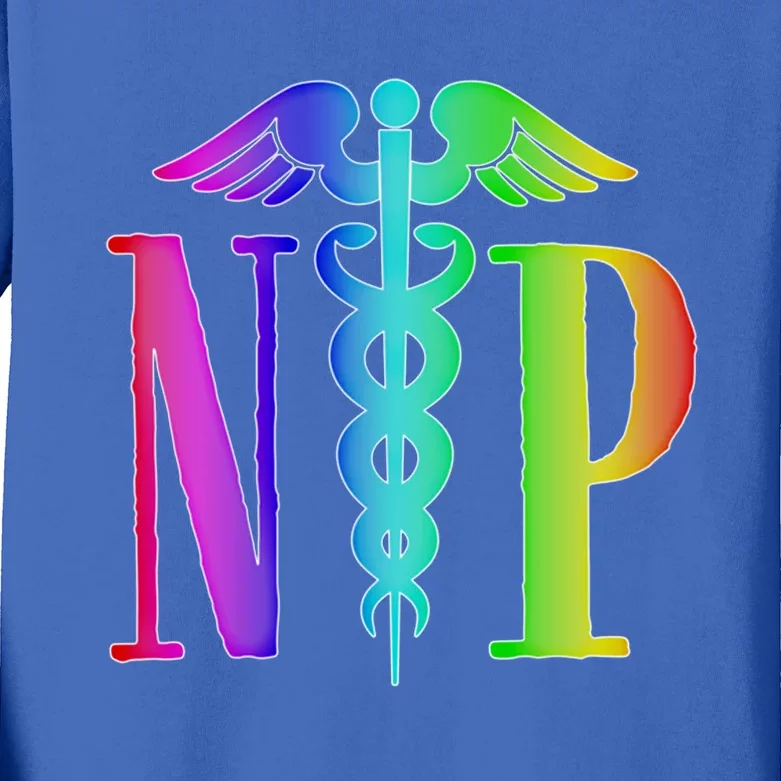 Nurse Practitioner Gift Caduceus Np Degree Proud Nursing Gift Kids Long Sleeve Shirt