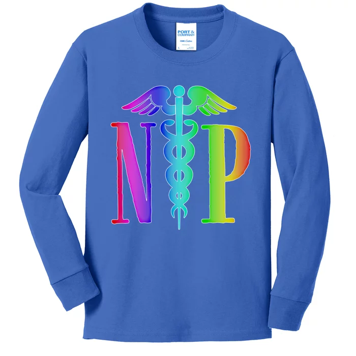 Nurse Practitioner Gift Caduceus Np Degree Proud Nursing Gift Kids Long Sleeve Shirt